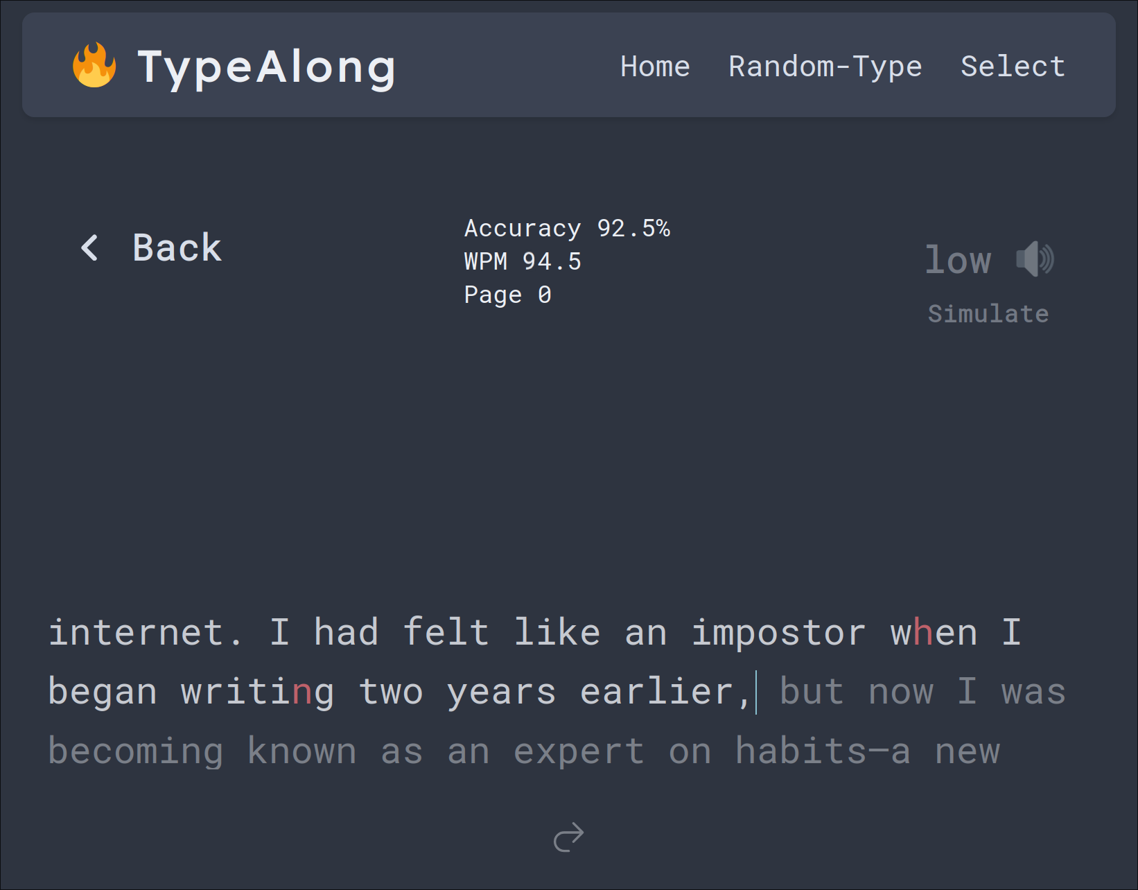 Screenshot of TypeAlong